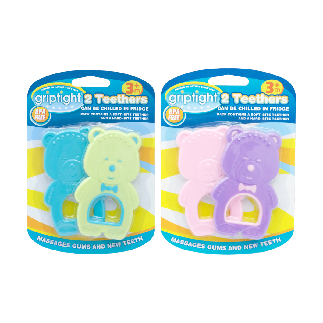 Griptight 2pk Bear Teethers (Colours may vary)