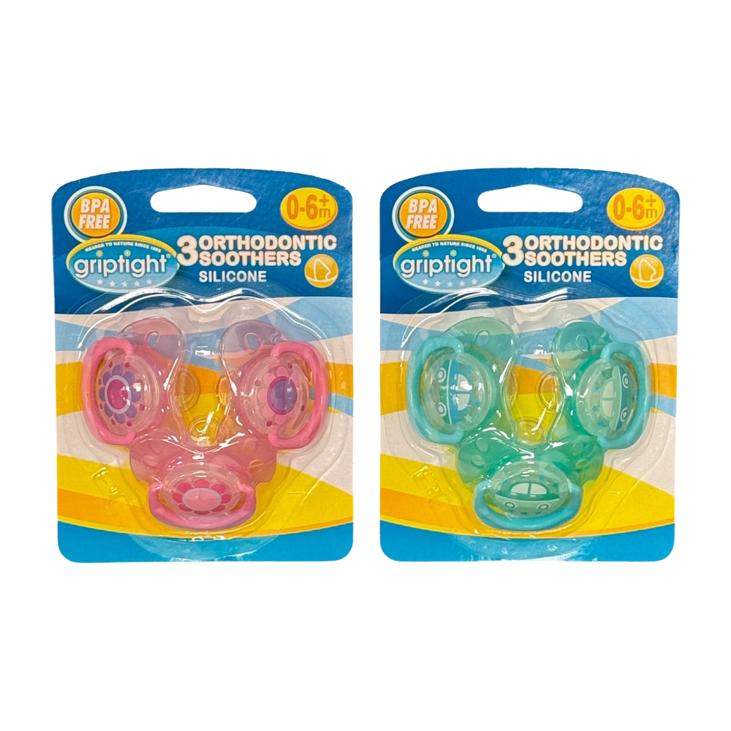 Griptight 3 Orthodontic Soothers 0-6m+ (Colours may vary)