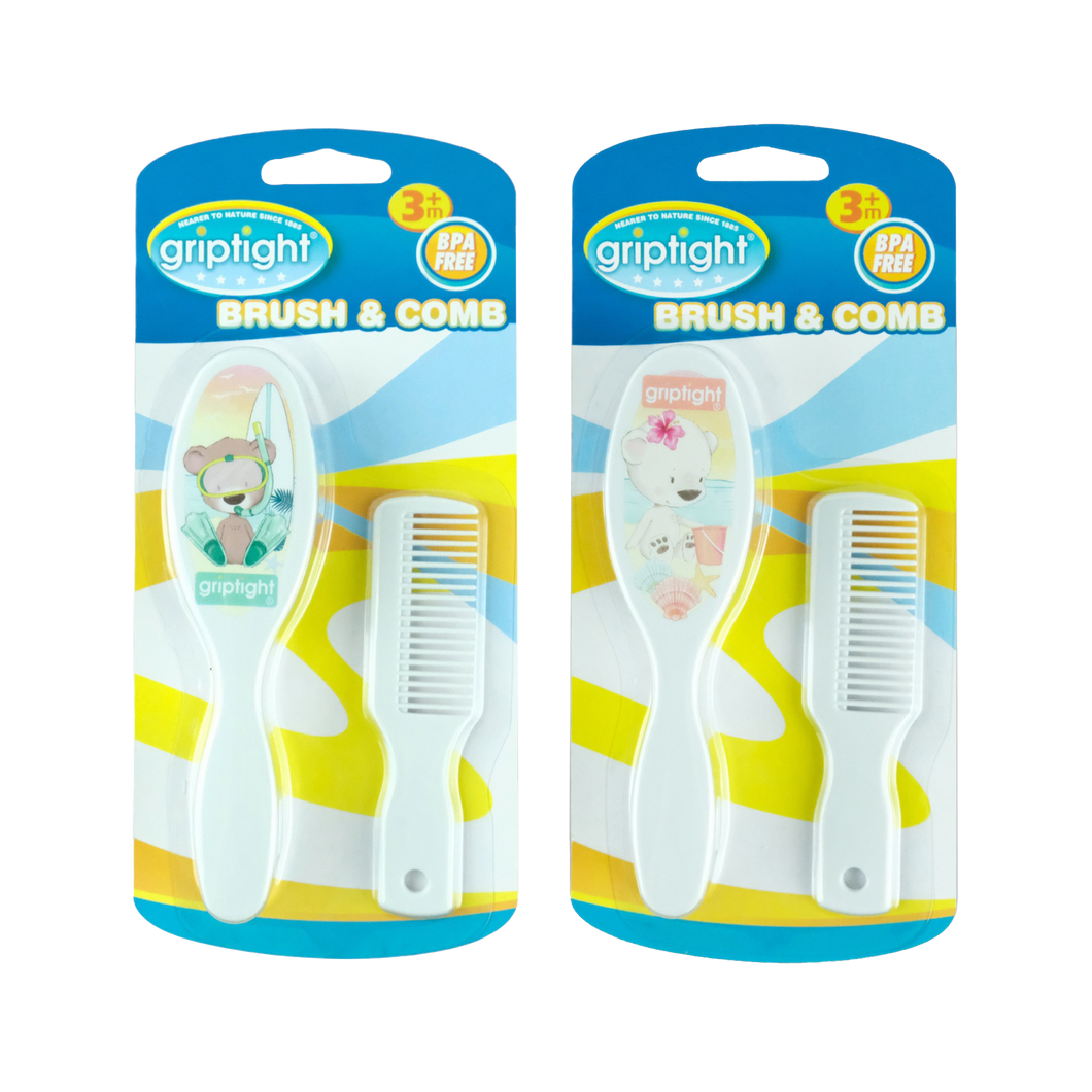 Griptight Brush & Comb Set (Bears - Colours may vary)