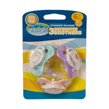 Load image into Gallery viewer, Griptight Decorated Std Soothers 6m+ (Colours may vary)
