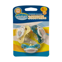 Load image into Gallery viewer, Griptight Decorated Std Soothers 6m+ (Colours may vary)
