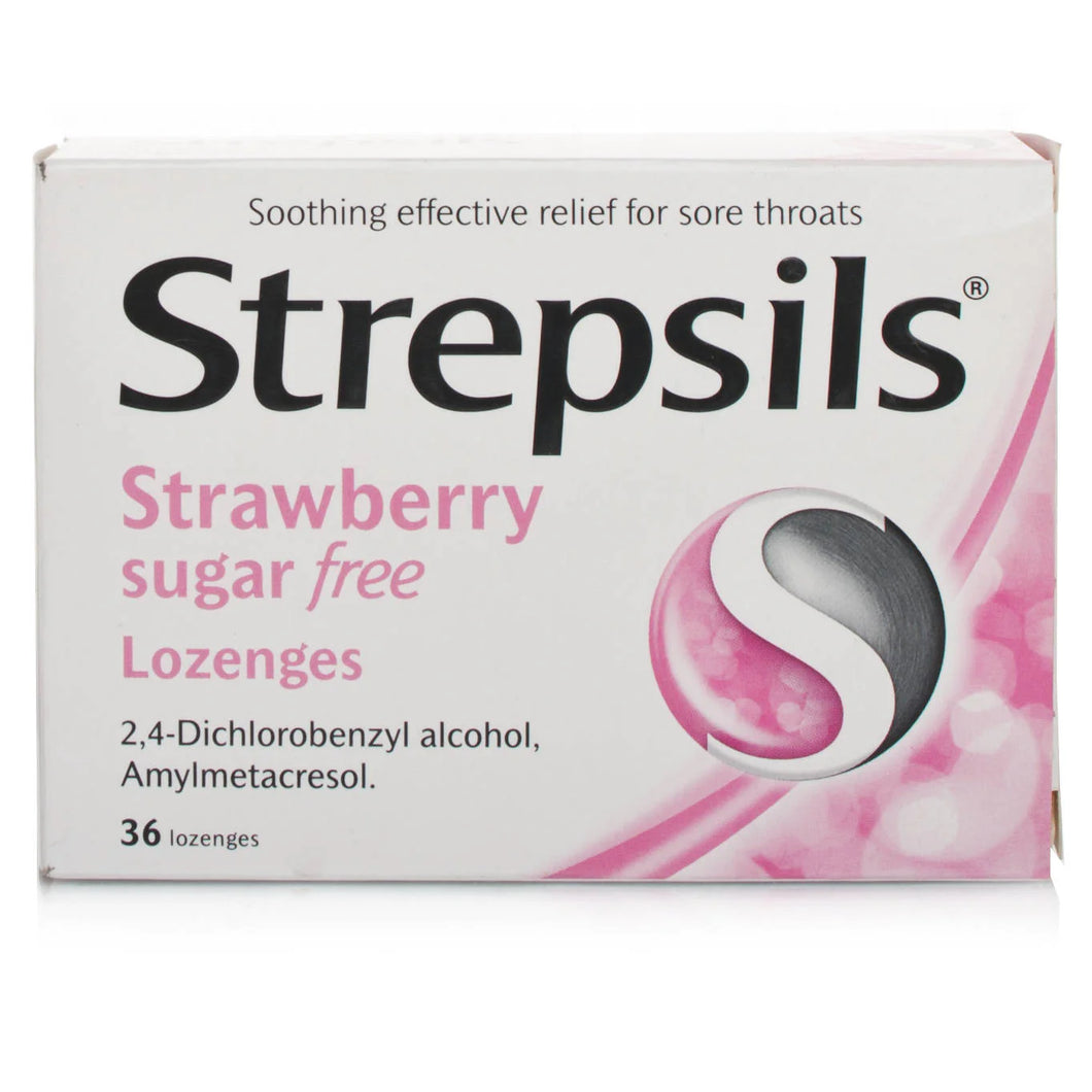 Strepsils Strawberry Sugar Free Lozenges - 36 Lozenges