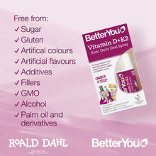 Load image into Gallery viewer, Better You Vitamin D + K2 Kids Oral Spray 15ml
