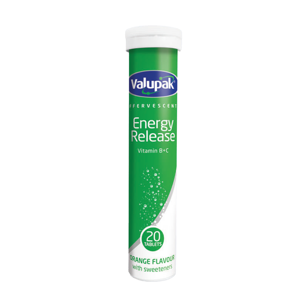 Valupak Vitamin B + C Energy Release EffervescentTablets 20's