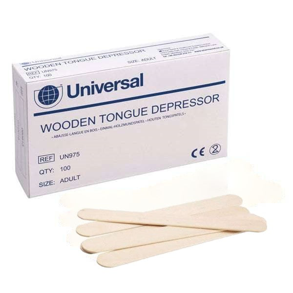 Wooden Tongue Depressors 6 inch Box of 100 Universal