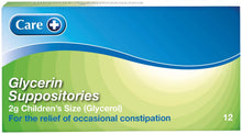 Load image into Gallery viewer, Care Glycerin Suppositories 4g (Childs) 12&#39;s
