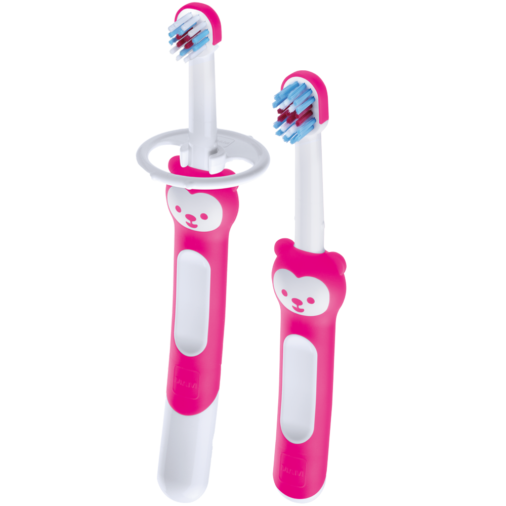 MAM - MAM LEARN TO BRUSH SET WITH SAFETY SHIELD - PINK