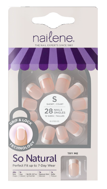 Nailene - Pink Crisp French - Short Squoval (28 pcs)